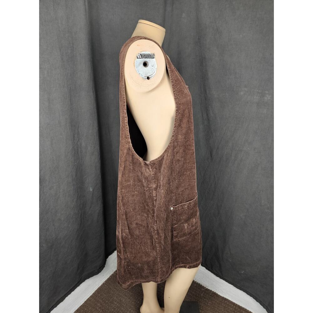 VTG Brown Corduroy Jumper Dress Button Front Pockets Plus Size 18 20 Cottagecore - Picture 2 of 8